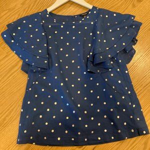JCrew Navy Flutter Sleeve Top